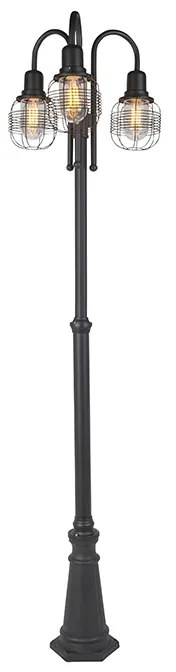 Inteligentná vonkajšia lampa čierna 3-svetlá IP44 vr. WiFi ST64 - Guardado