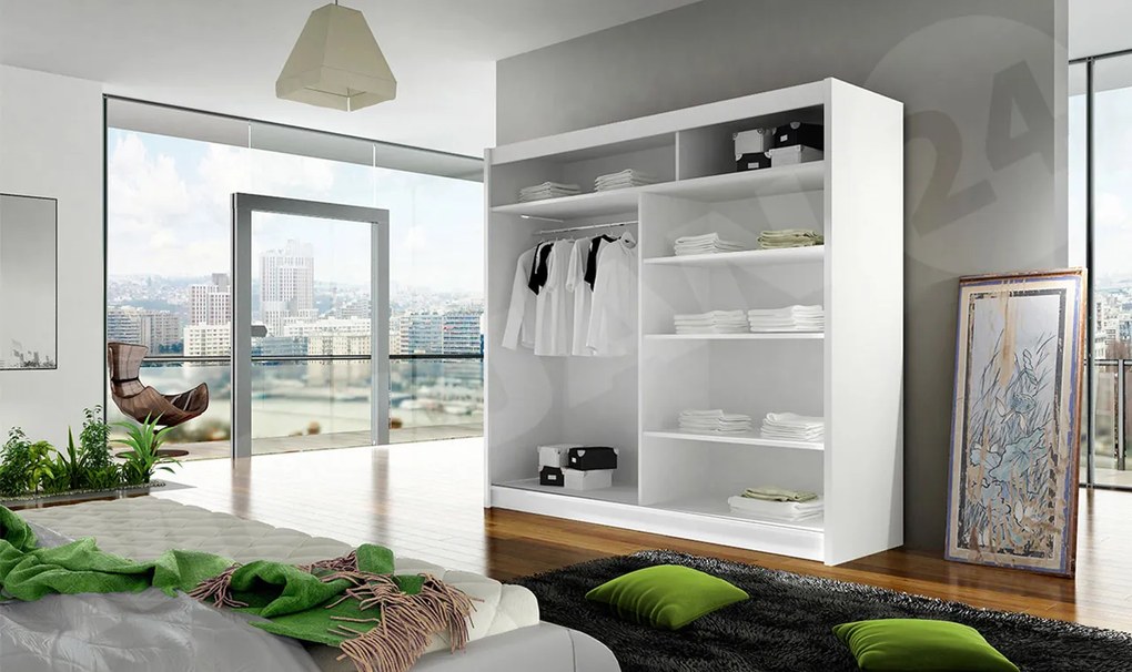 Skriňa London IV, Farby: kašmír, Osvetlenie: osvetlenie LED RGB - farebné