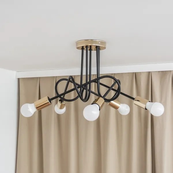 Prisadený luster OXFORD 5xE27/15W/230V zlatá/čierna