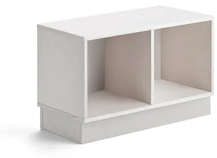 Drevená úložná skriňa RICO, so soklom, 2 priehradky, Š 800 mm, biela