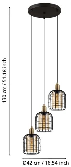 Eglo 43499 - Luster na lanku CHISLE 3xE27/40W/230V