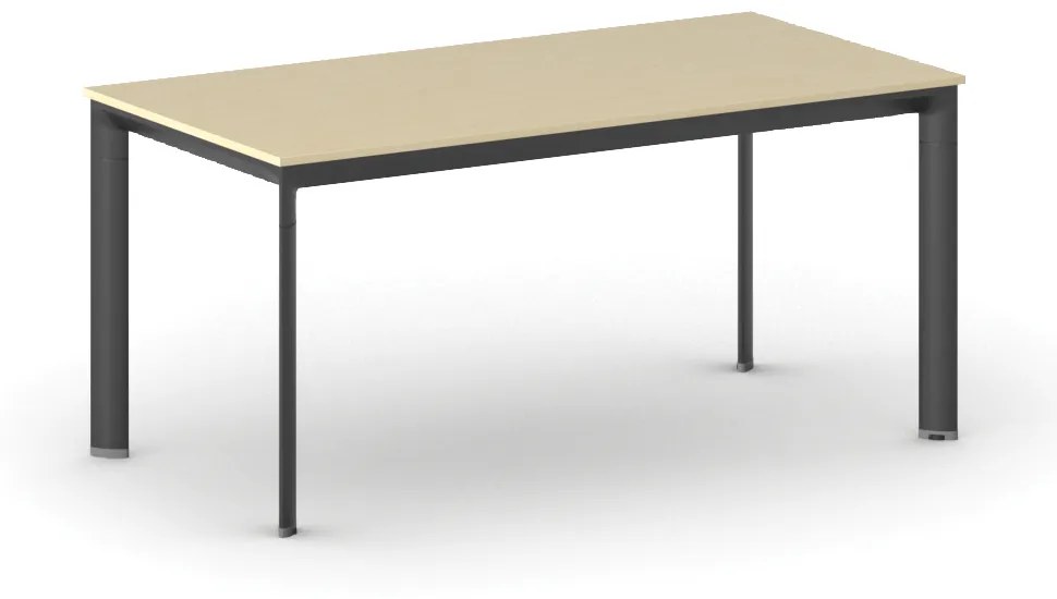 Kancelársky stôl PRIMO INVITATION, čierna podnož, 1600 x 800 mm, breza
