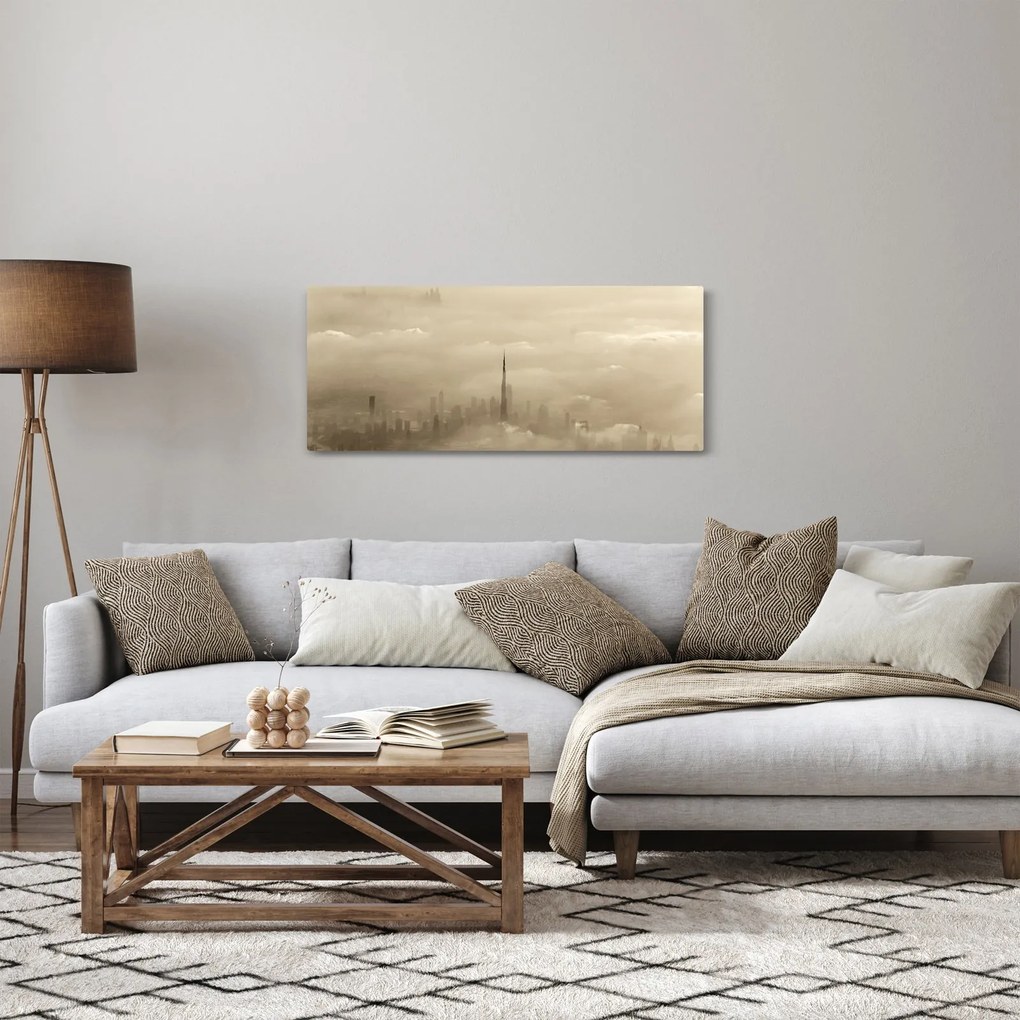 Obraz mesta v mrakoch (120x50 cm)