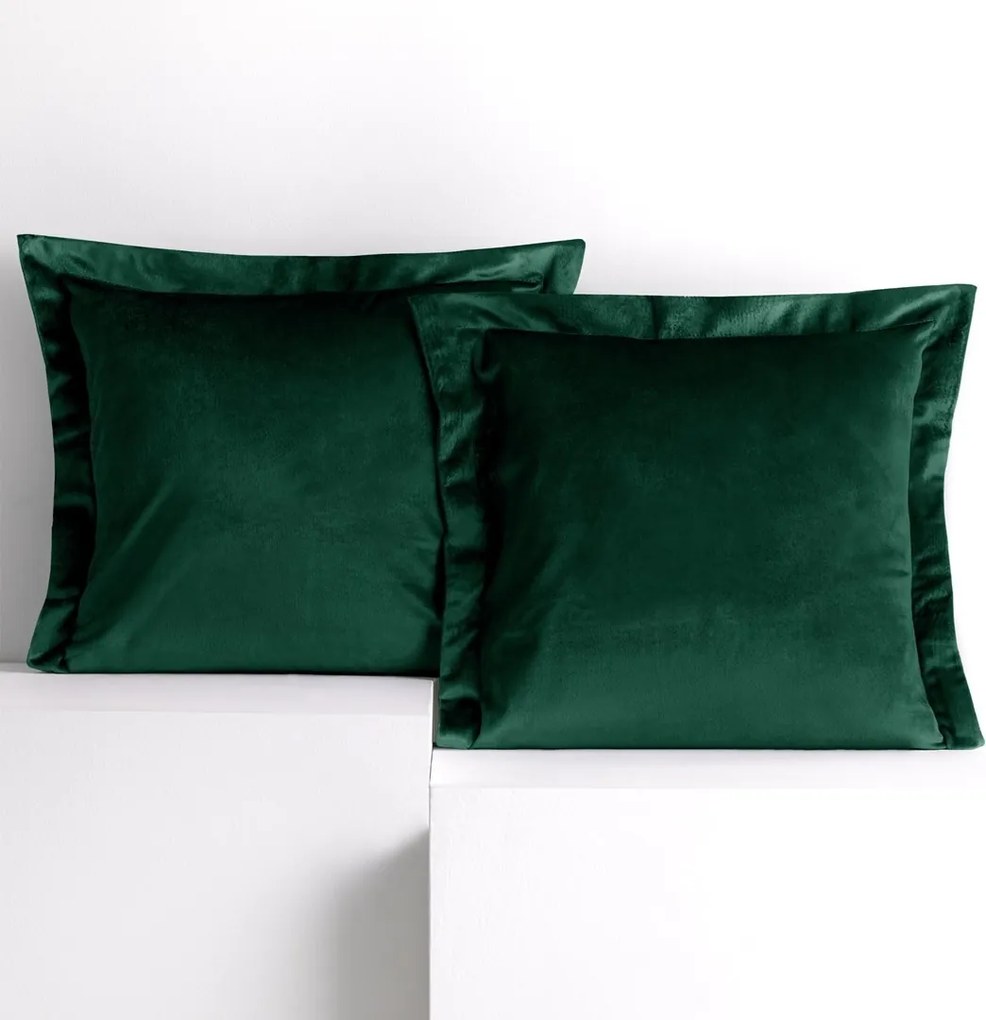 Obliečky na vankúše AmeliaHome Velvet Side tmavozelené