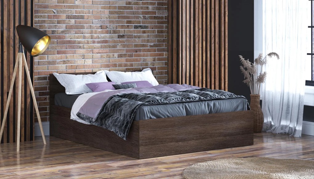 Posteľ s matracom, roštom a úložným priestorom - WENGE- šírka 120cm