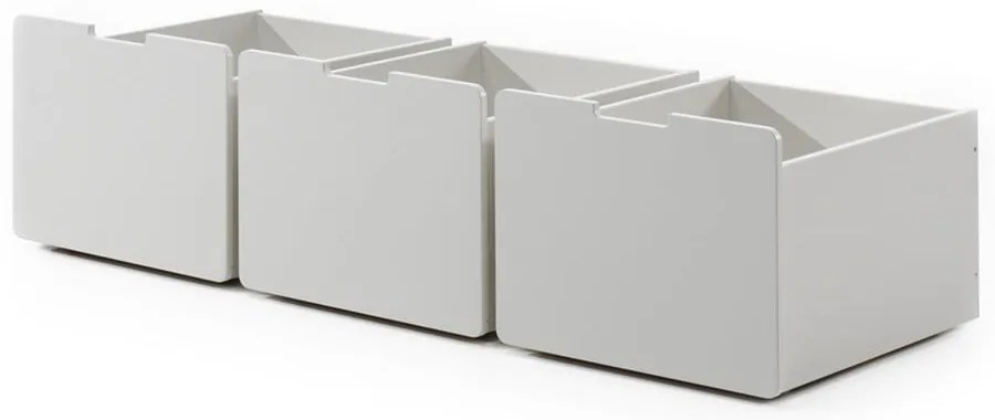 Biele zásuvky pod detskú posteľ 3 ks Pino – Vipack