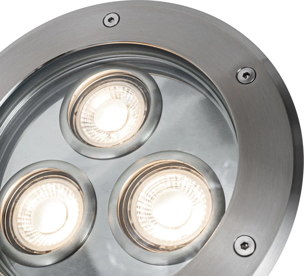 Sada 3 moderných zemných bodových svetiel oceľ 3-svetlá IP65 - Tribus