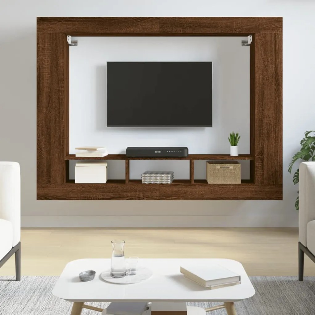 TV skrinka hnedý dub 152x22x113 cm kompozitné drevo 833729