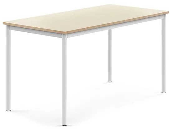 Stôl SONITUS, 1400x700x720 mm, HPL - breza, biela