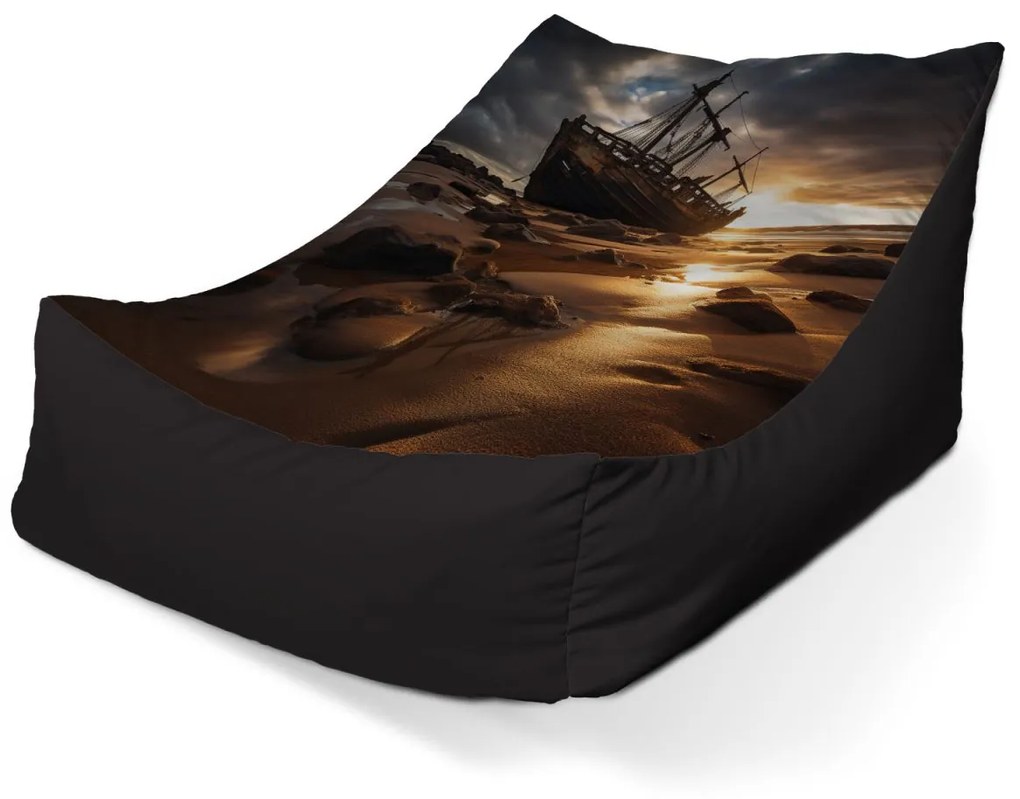 Sablio Sedací vak Lounge Vrak lode pri západe slnka - 120 x 100 x 80 cm
