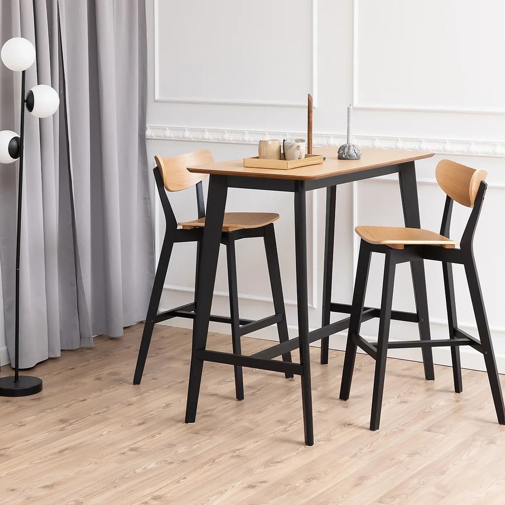 Barový stôl Roxby 120 cm z masívu dub prírodný/čierny