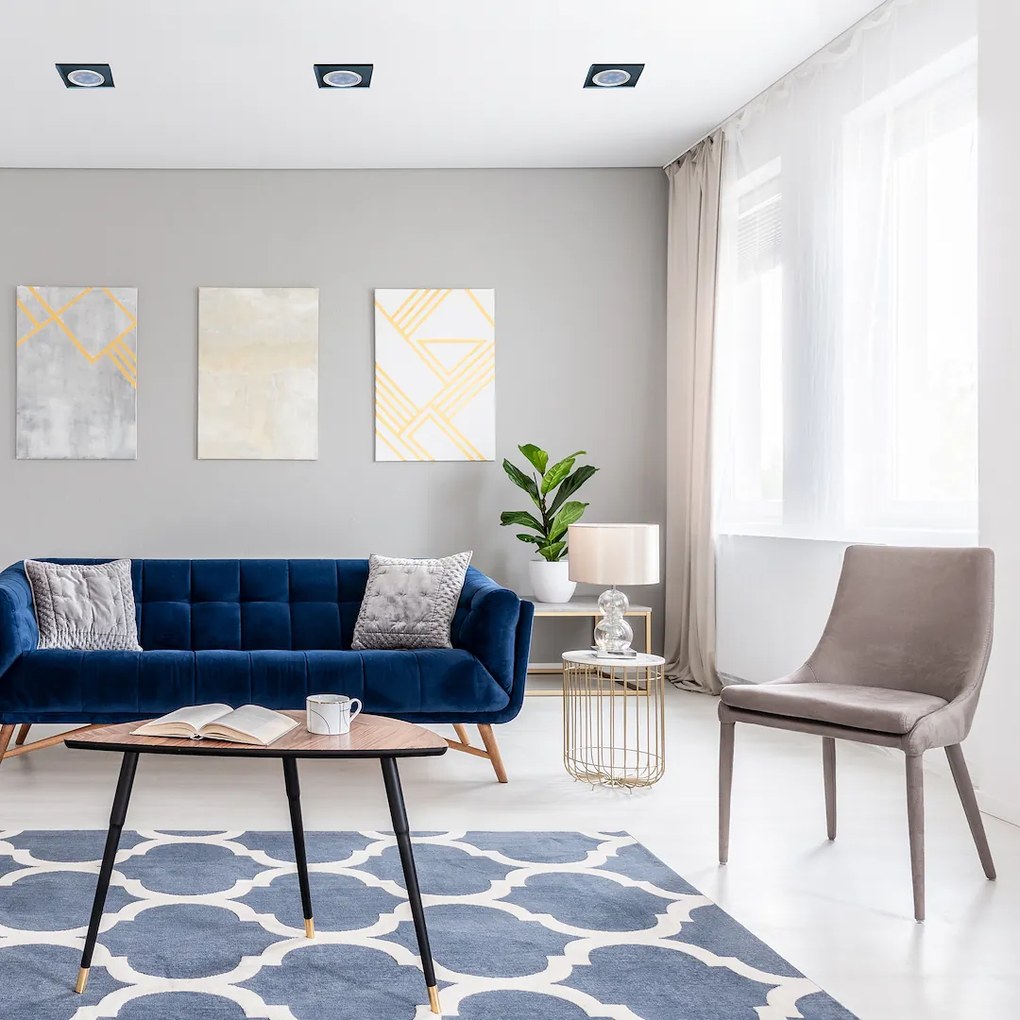 Podhľadové svietidlo Glass Round, 1x sklenené/čierne kovové tienidlo, b