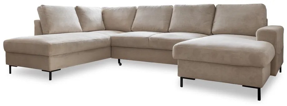 Béžová menčestrová rozkladacia rohová pohovka (ľavý roh) Lofty Lilly – Miuform