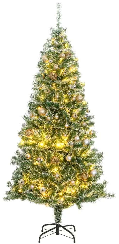 Umelý vianočný stromček 300 LED, súprava gulí a sneh 180 cm 3210143