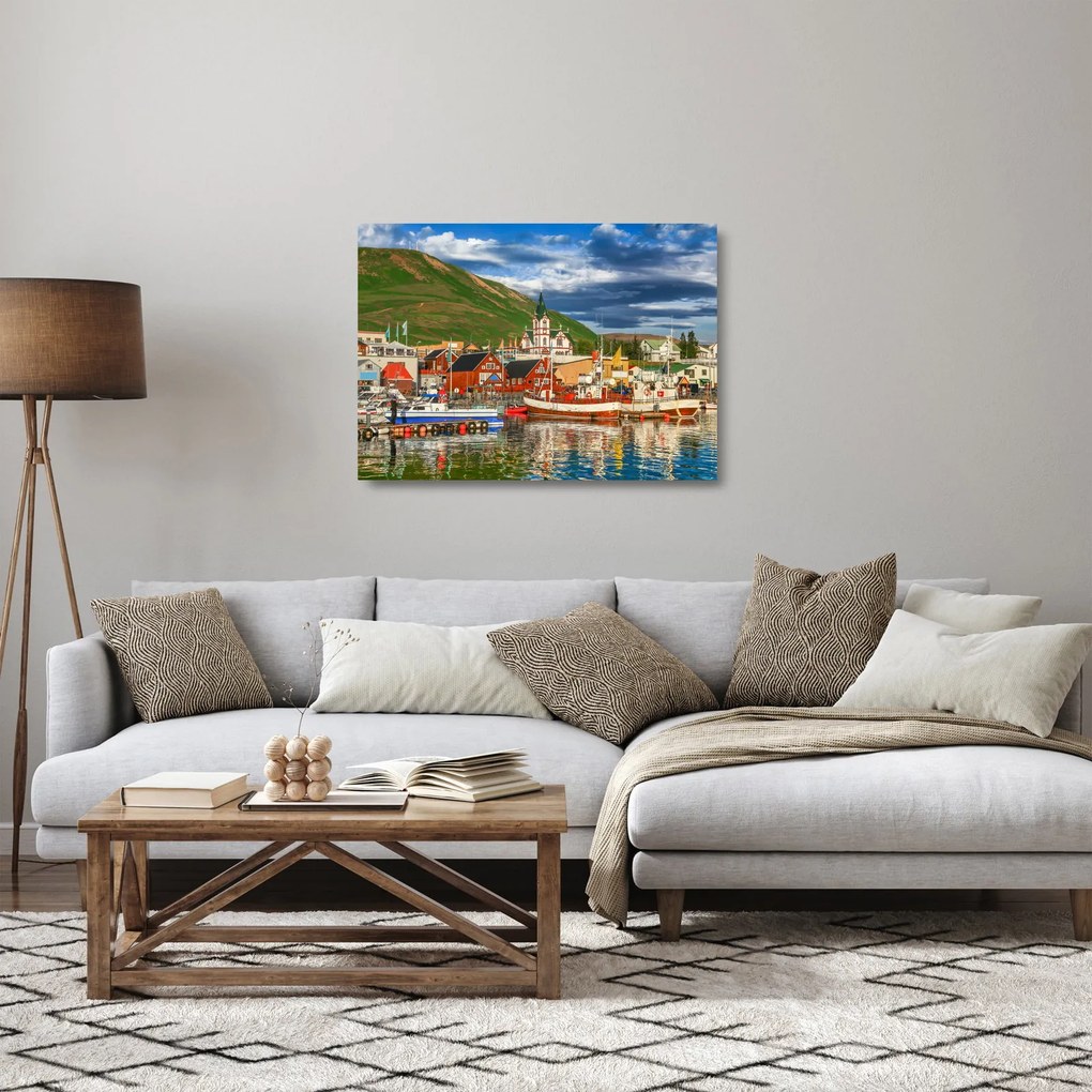 Sklenený obraz - Húsavík (70x50 cm)