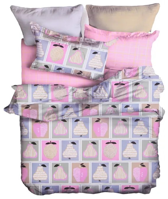 Francúzske obliečky z mikrovlákna FRUITS sivé Rozmer obliečky: 2 ks 80 x 80 cm | 200 x 200 cm