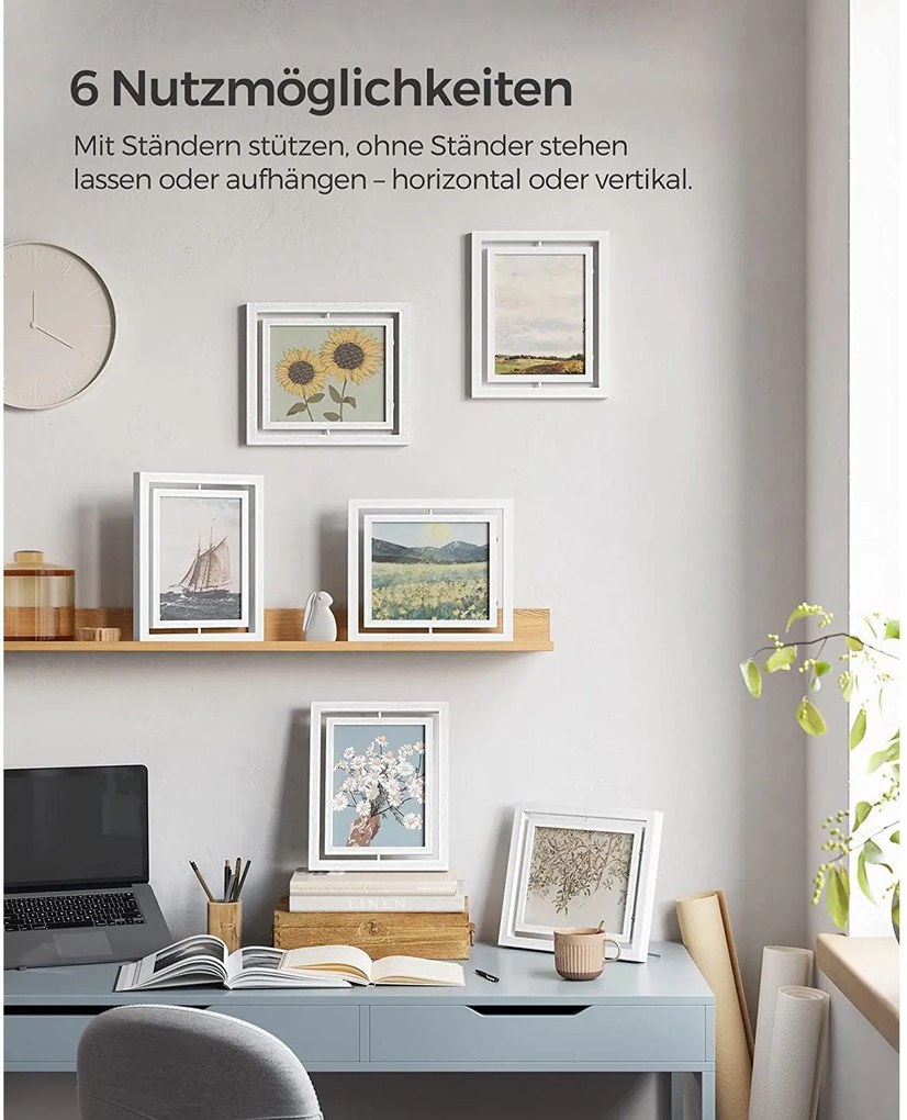 Sada 2 ks otočných fotorámikov pre fotografie 20,3 x 25,4 cm, biele