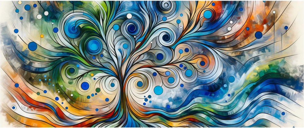 Obraz – Farebný energetický strom (120x50 cm)