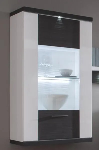 Obývacia stena Caracas kombi 333, grafit/biely lesk, s osvetlením