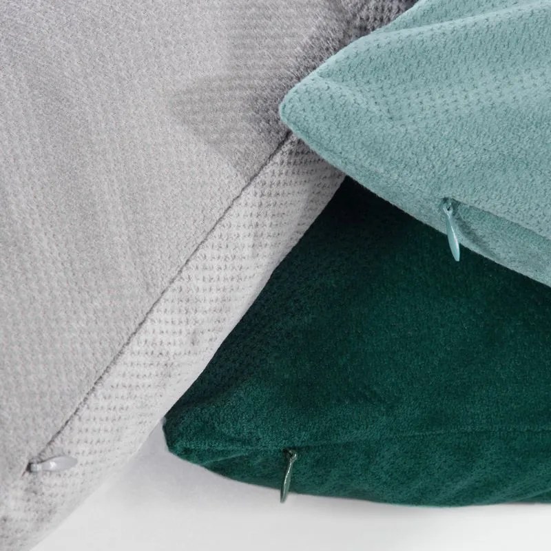 EUROFIRANY Obliečka na vankúš zo štruktúrovaného zamatu 45 cm x 45 cm tyrkysová 100 % polyester