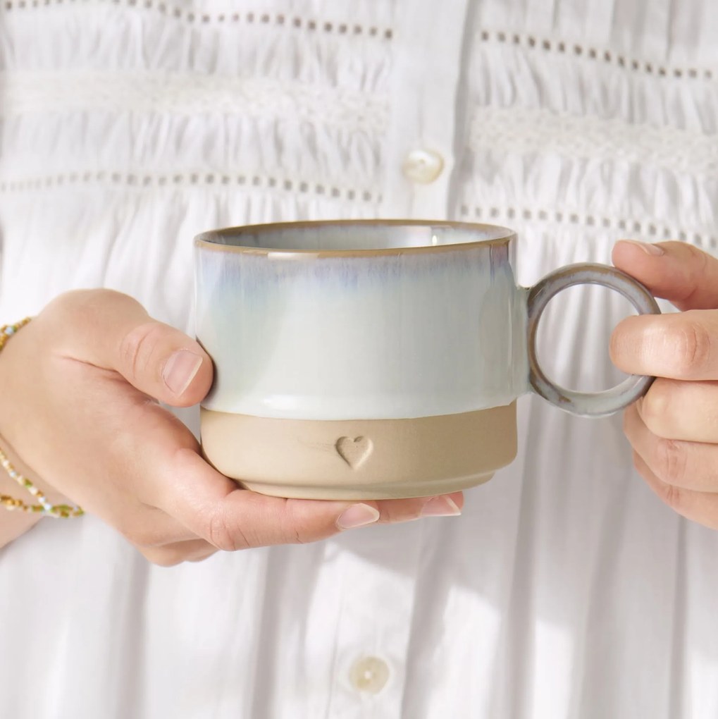 Ib Laursen Kameninový hrnček Heart Light Blue Matt 290 ml