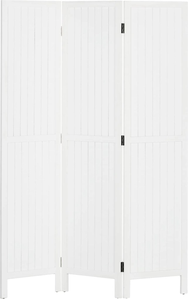 HOMCOM 3-panelový sklápací paravan 120x1.8x170 cm Súkromný oddelovač s rustikálnym štýlom pre kanceláriu, spálňu, obývačku - Biela | Aosom