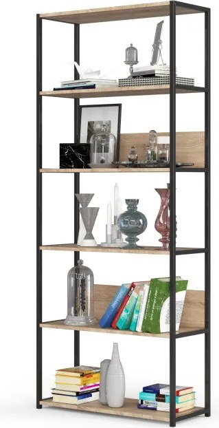 Policový regál 800 čierny / dub sonoma