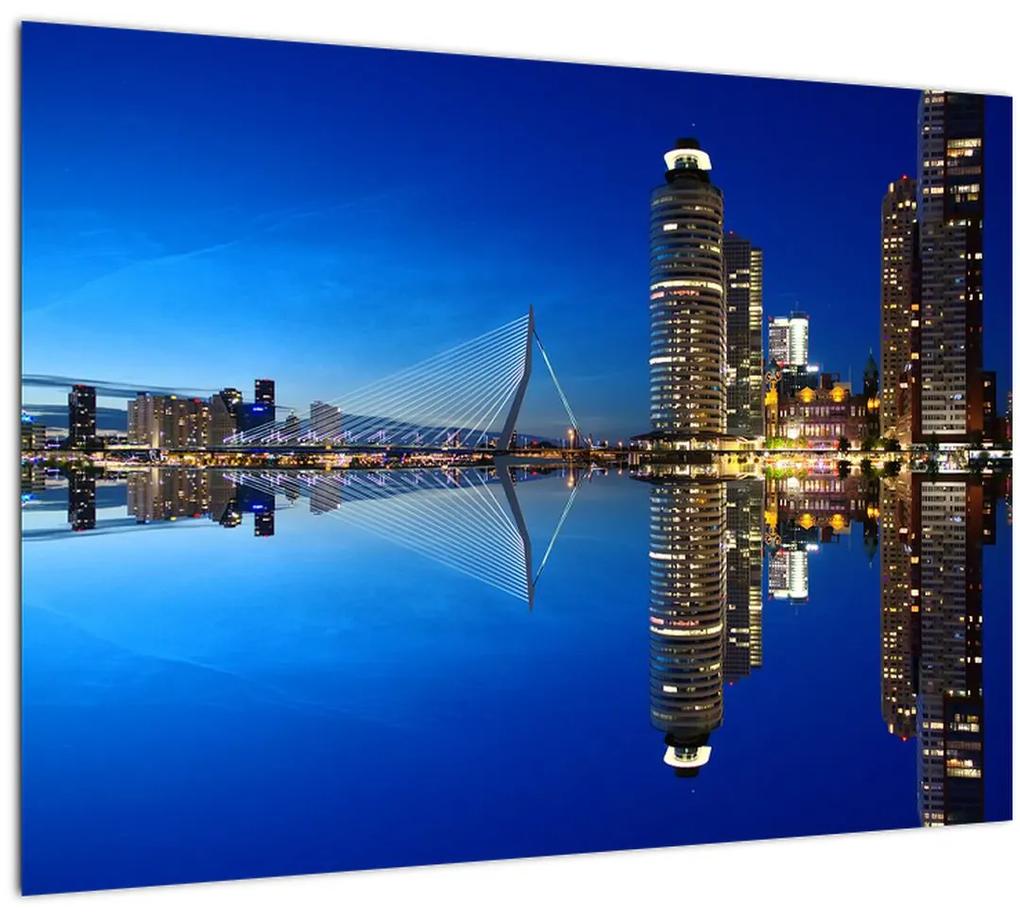 Obraz - nočný Rotterdam (70x50 cm)
