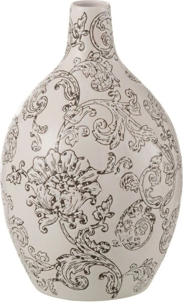 Bielo-čierna porcelánová váza s kvetmi Zen Ball – 20*20*33 cm