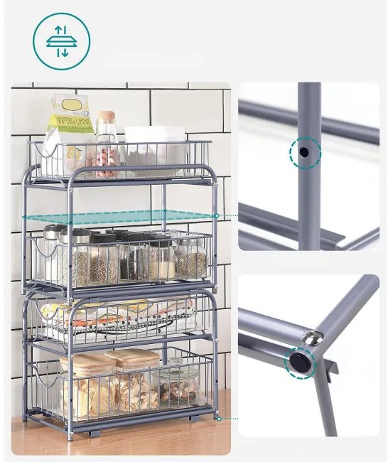 Kuchynský organizér KCS017E01 sivý