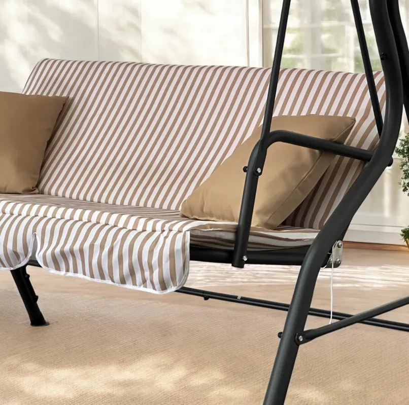 Záhradná hojdačka pre 3 osoby – béžová