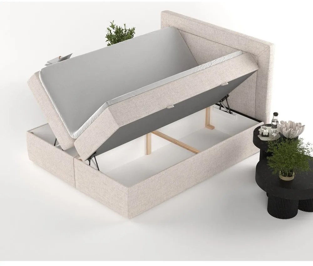 Béžová boxspring posteľ s úložným priestorom 160x200 cm Imagine – Maison de Rêve
