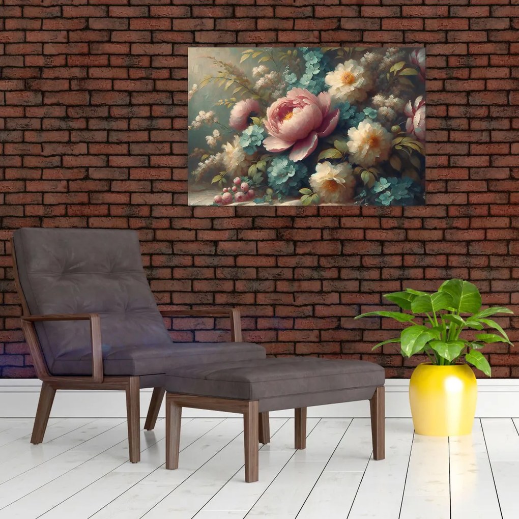 Obraz - Zátišie s kvetmi - maľba (90x60 cm)