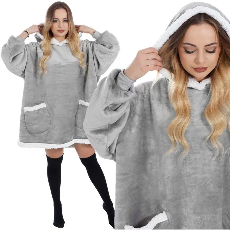 SPRINGOS Mikinová deka Oversized svetlo šedá SPRINGOS
