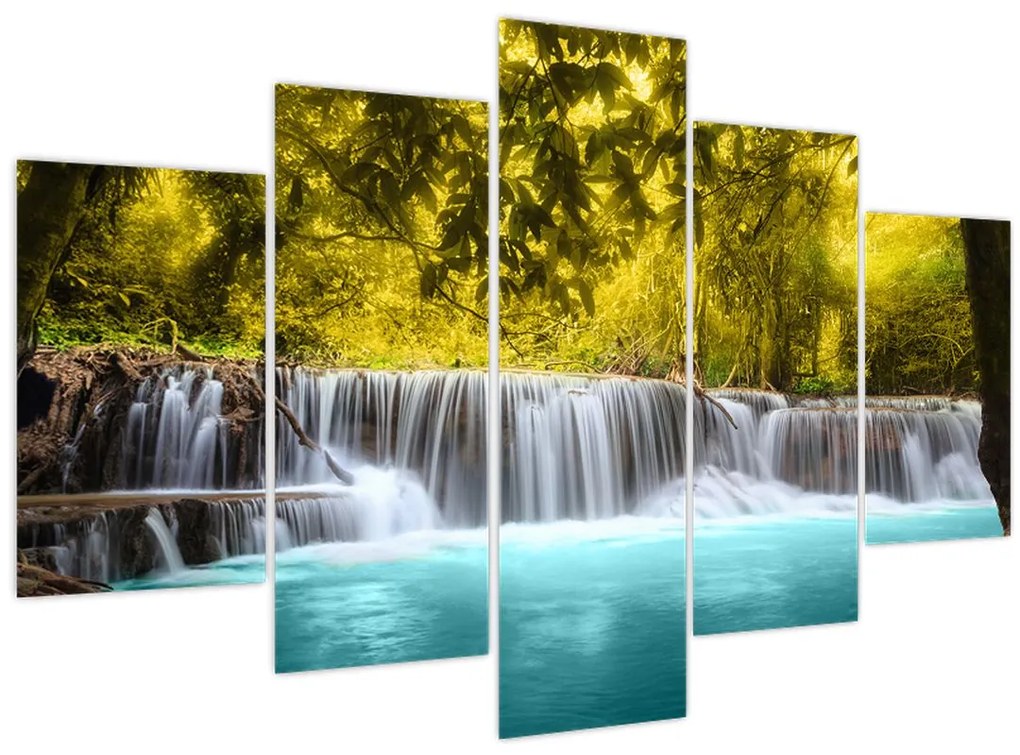 Obraz - Vodopád, s jasnými farbami (150x105 cm)