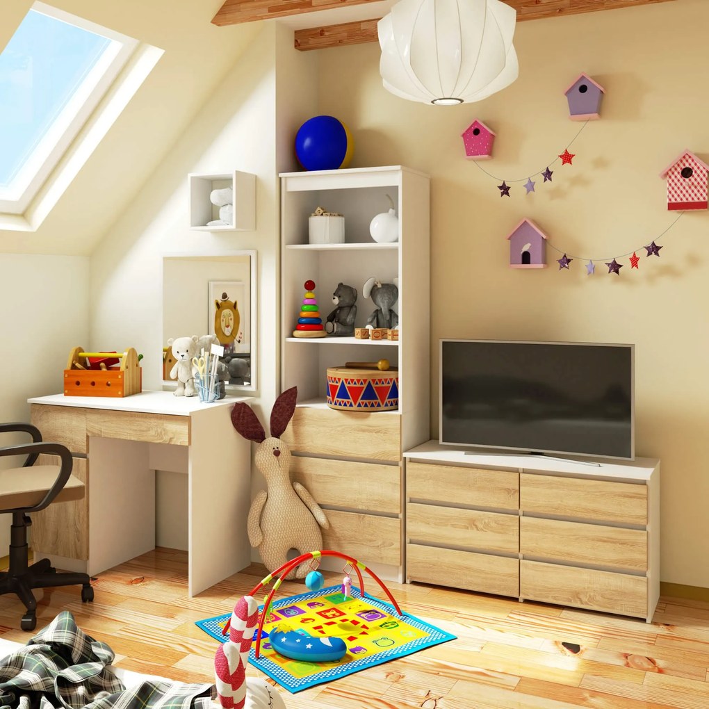 Komoda CL6 100 cm biela/dub sonoma