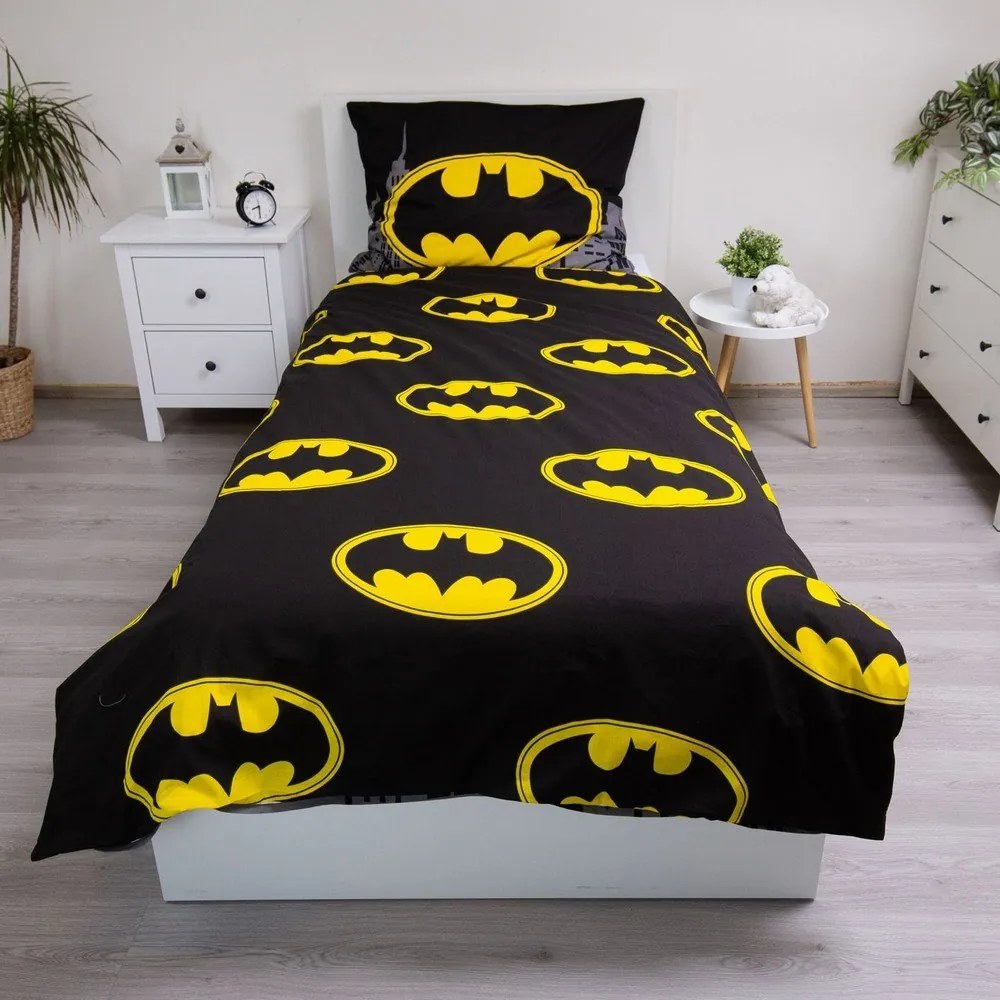 Bavlnená detská obliečka na jednolôžko 140x200 cm Batman "The Emblem" – Jerry Fabrics