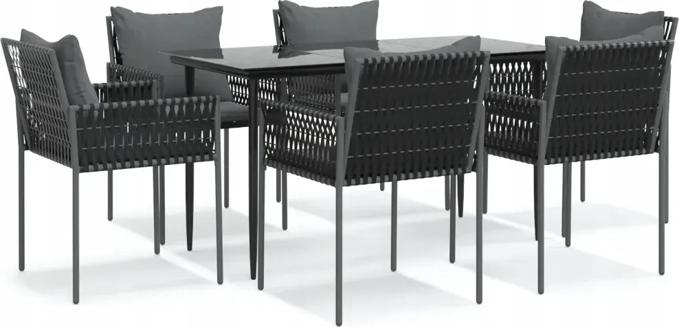 vidaXL 7-dielna sada záhradného nábytku s vankúšmi, polyratan a oceľ