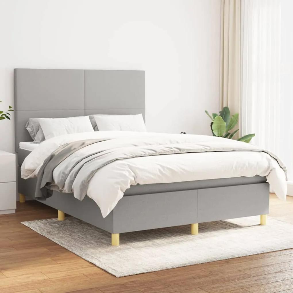 Boxspring posteľ s matracom bledosivý 140x190 cm látka 3142169