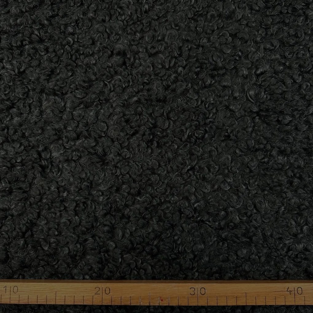 Metráž Kabátovina s vlnou Curly Boucle - Čierna