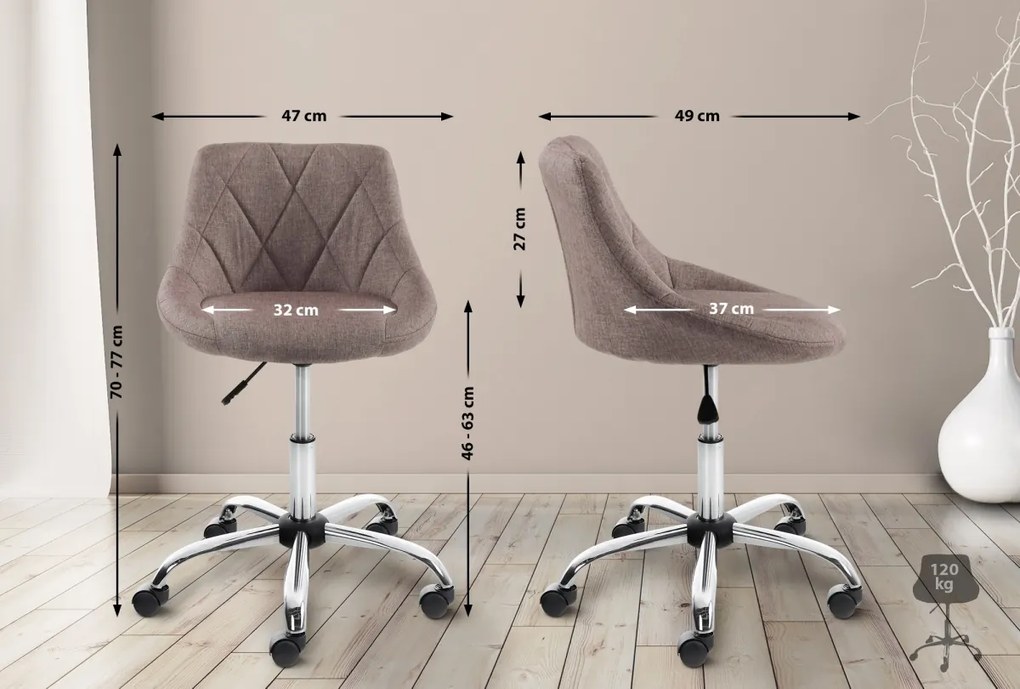 Design-Shop Pracovná stolička Lazio - látka - Sivo hnedá (Taupe)