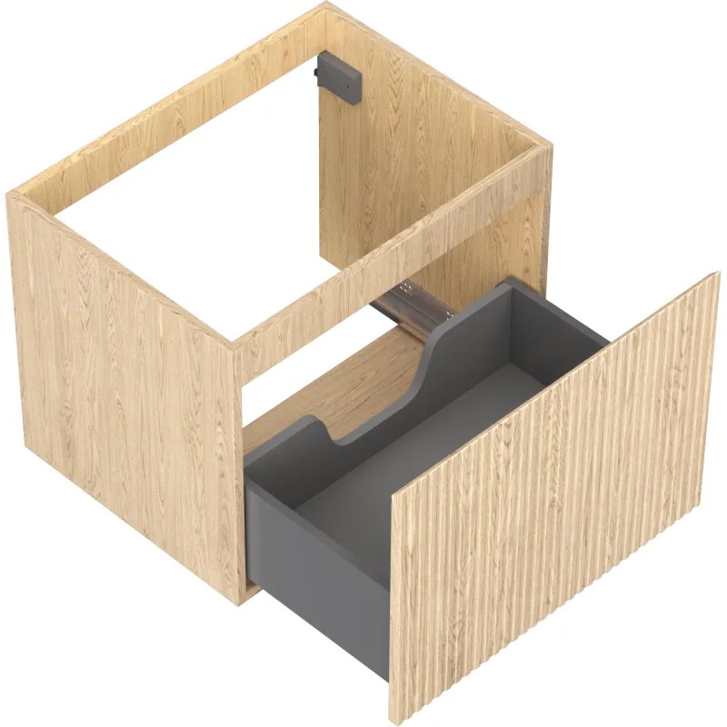 Mexen Rivel, kúpeľňová skrinka 60 cm, 1 zásuvka, drážkovaná, dub, 91A20-06047-1-BF81