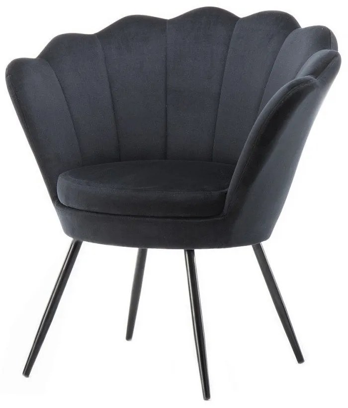 LuxuryForm DESIGN Kreslo FREY VELUR s čiernymi nohami - čierne