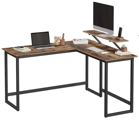 Rohový písací stôl SOLEA hnedá/čierna