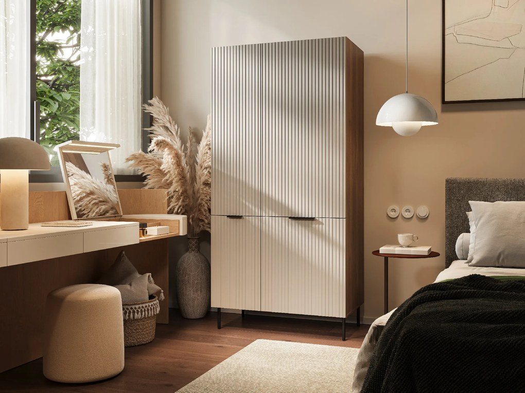Cama Šatníková skriňa Almera 5 - béžová / orech