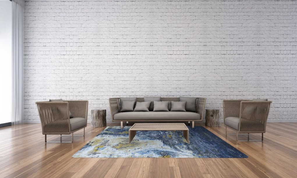 Ručne viazaný kusový koberec Diamond DC-Galaxy 4 Silver / Mix, 245x305, modrá, chodba / predsieň, Diamond Carpets India