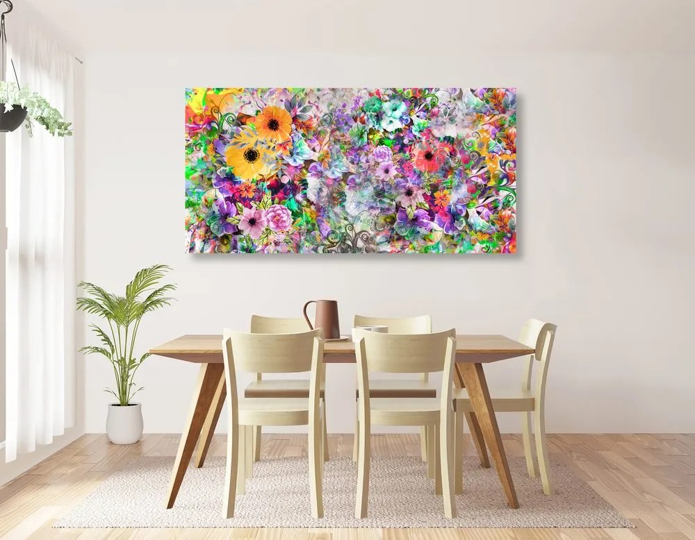 Obraz pestrofarebné kvety - 100x50