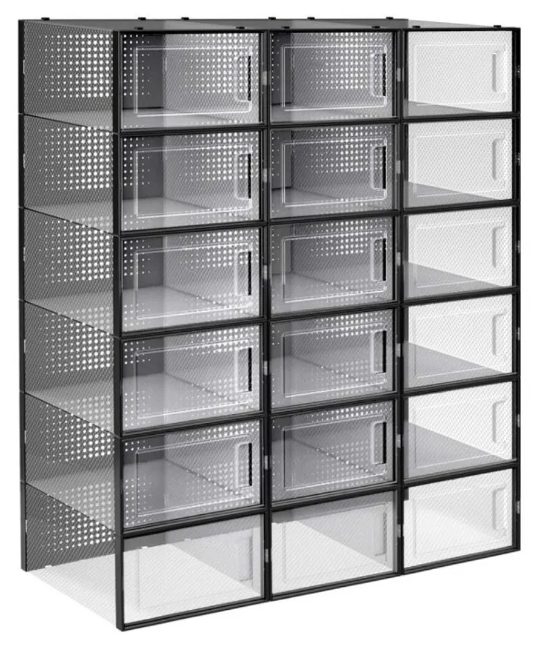 Súprava 18 ks boxov na topánky Petty čierna