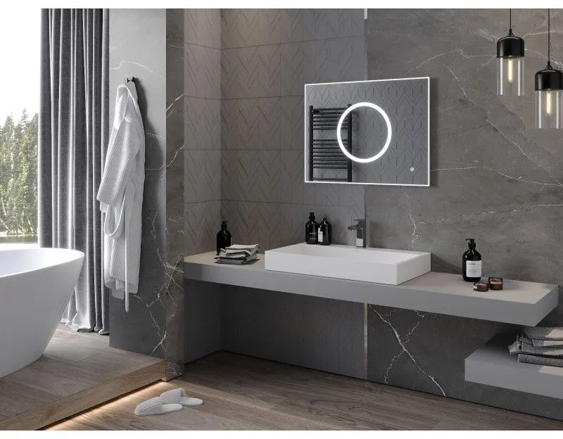 Mexen Koga, LED kúpeľňové zrkadlo s podsvietením 80 x 60 cm, 6000K, ochrana proti zahmlievaniu, 9821-080-060-611-00