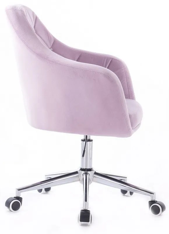 LuxuryForm DESIGN Kreslo ROMA VELUR na striebornej podstave s kolieskami - levanduľa